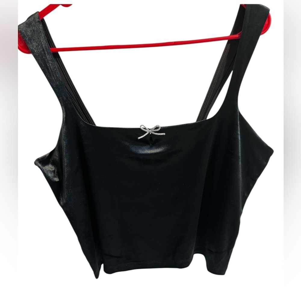 Wild Fable Black Crop Top with Silver Bow